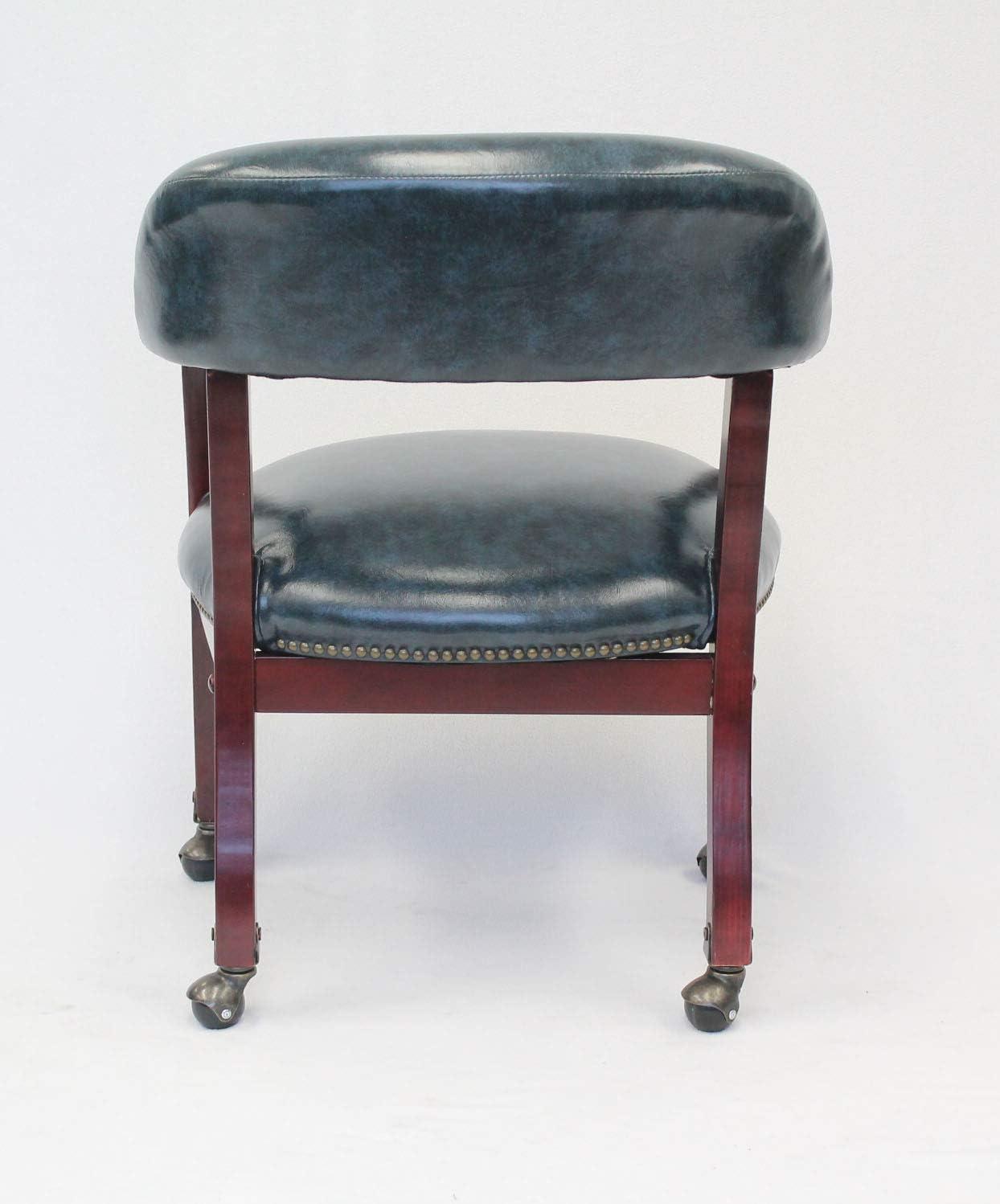 Captain's Chair with Casters Blue - Boss Office Products: Vinyl Upholstery, Fixed Height, Nailhead Trim
