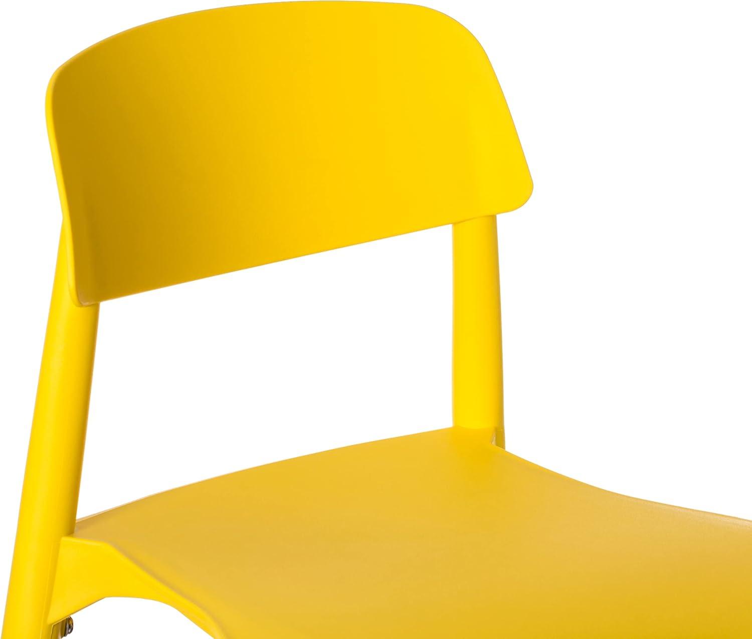 Fabulaxe Plastic Dining Chair Open Back with Beech Wood Legs, Yellow