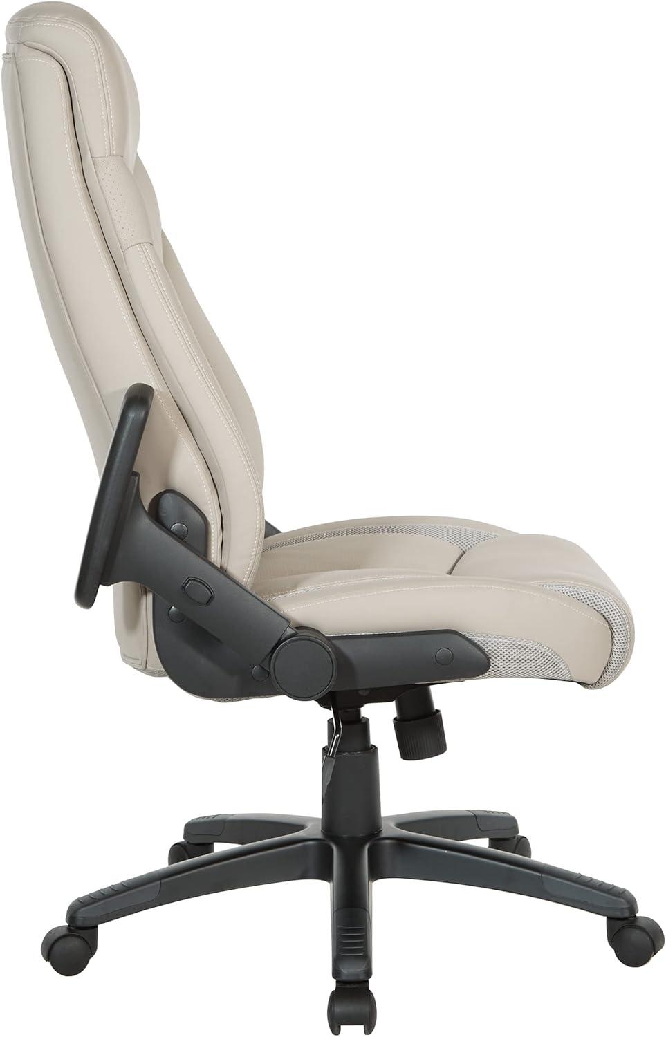 Executive High Back Taupe Gray Bonded Leather Office Chair