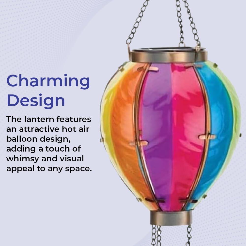 15'' Multicolor Glass Hot Air Balloon LED Lantern