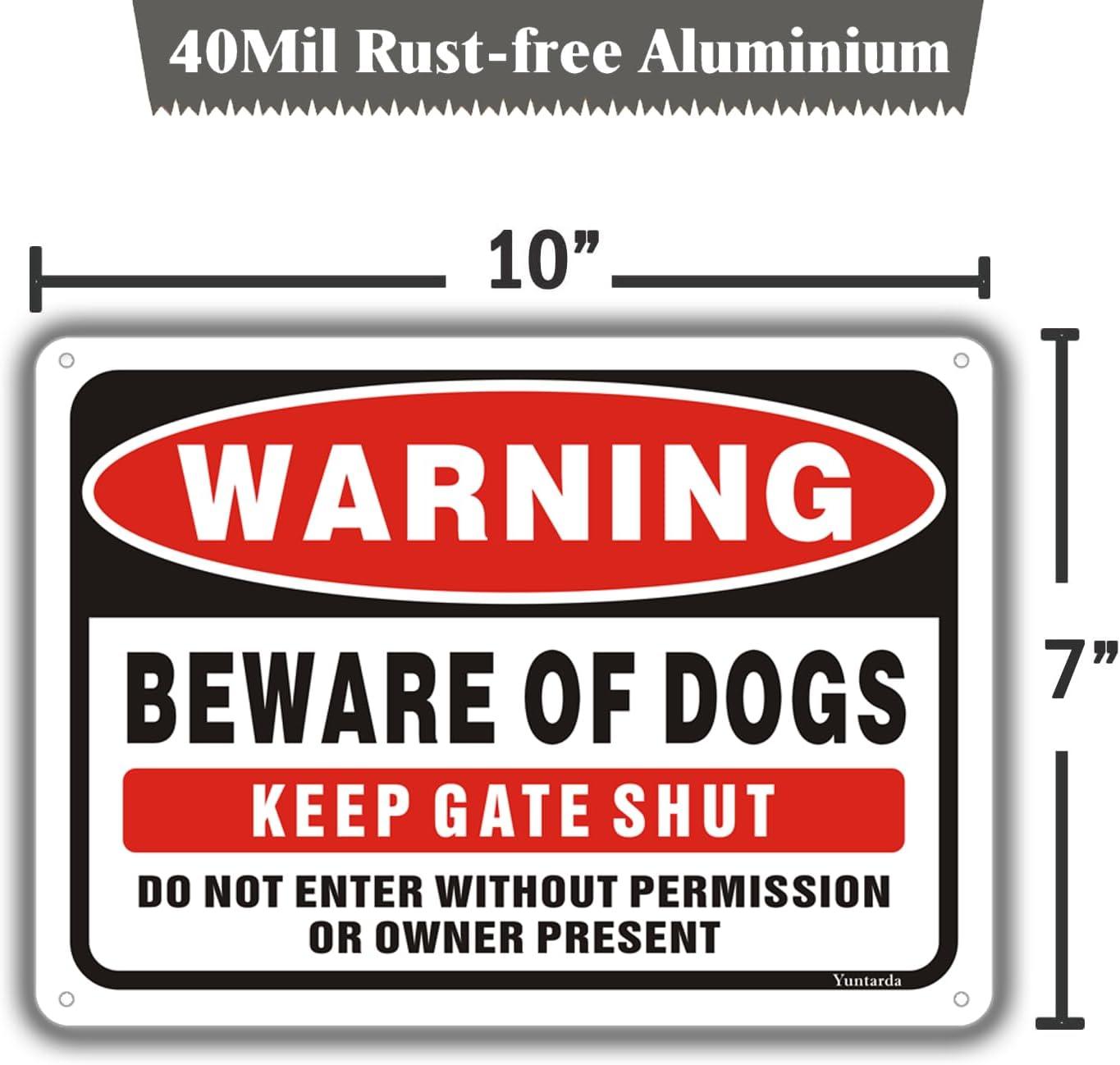 2Pack Beware of Dog Sign, You Have Been Warned No Responsible for Injury or Death - Indoor/Outdoor Fence Use - Metal Aluminum Rust Free | 7" x 9.8" Pre-Drilled Holes, Fade Resistant, Weatherproof