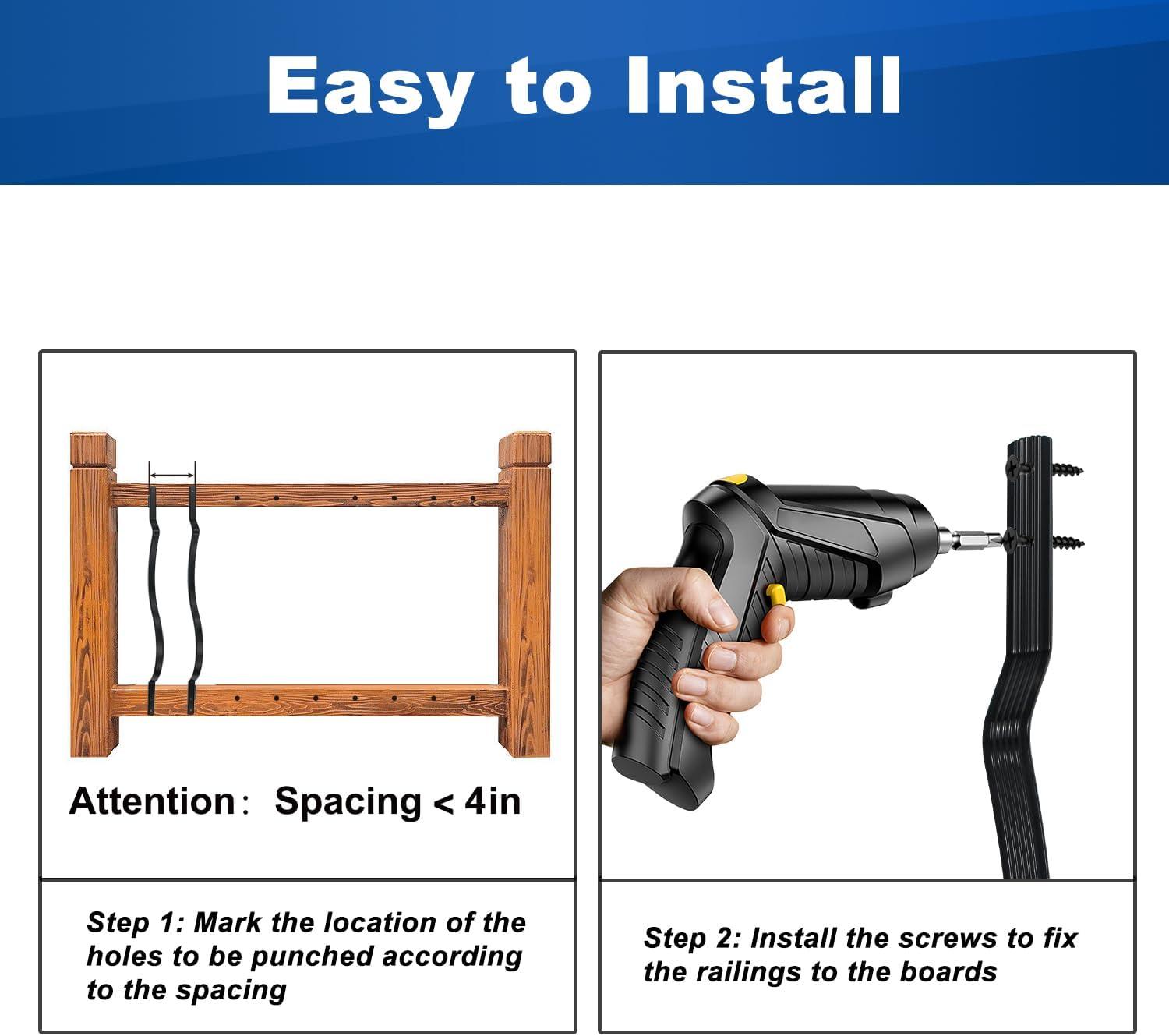 25 Pack - 29.5"x1" Deck Balusters Metal Deck Spindles Staircase Baluster with Screws for Wood Wave Arc Shiny Black Indoor Outdoor