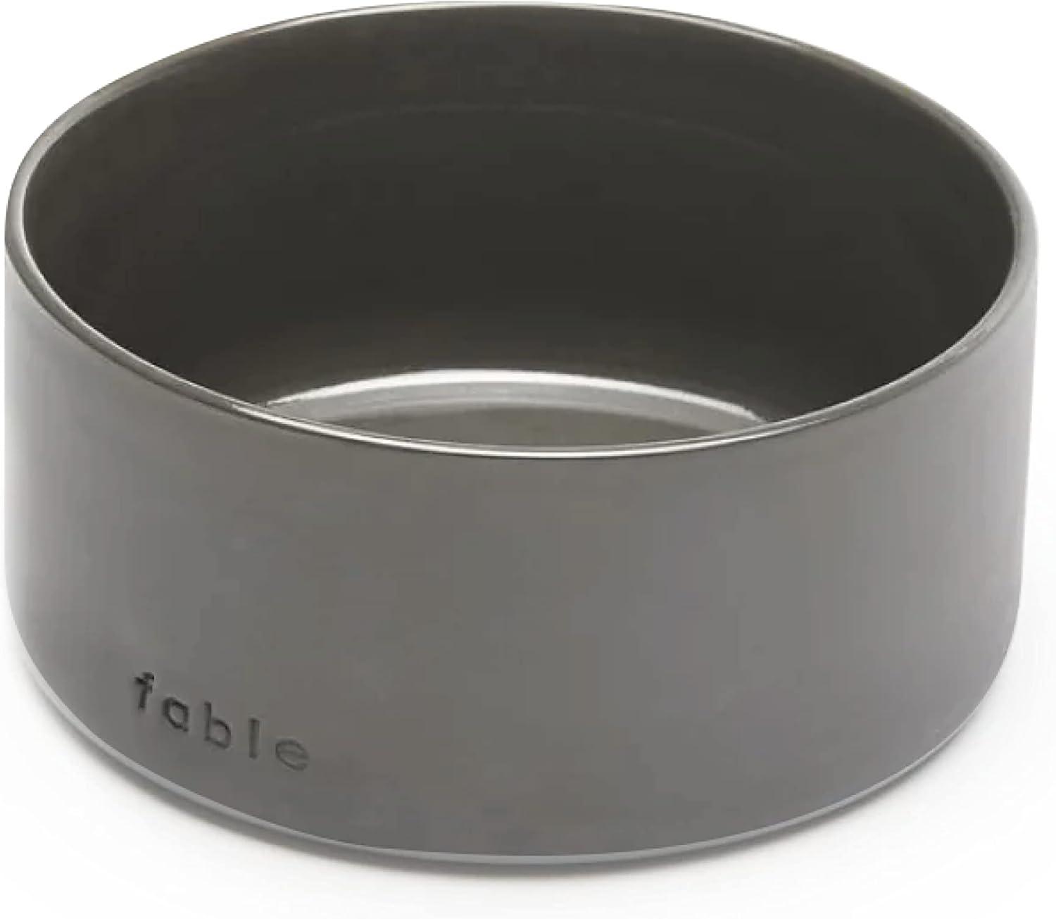 Small Dark Shadow Ceramic Pet Bowl with Glossy Interior