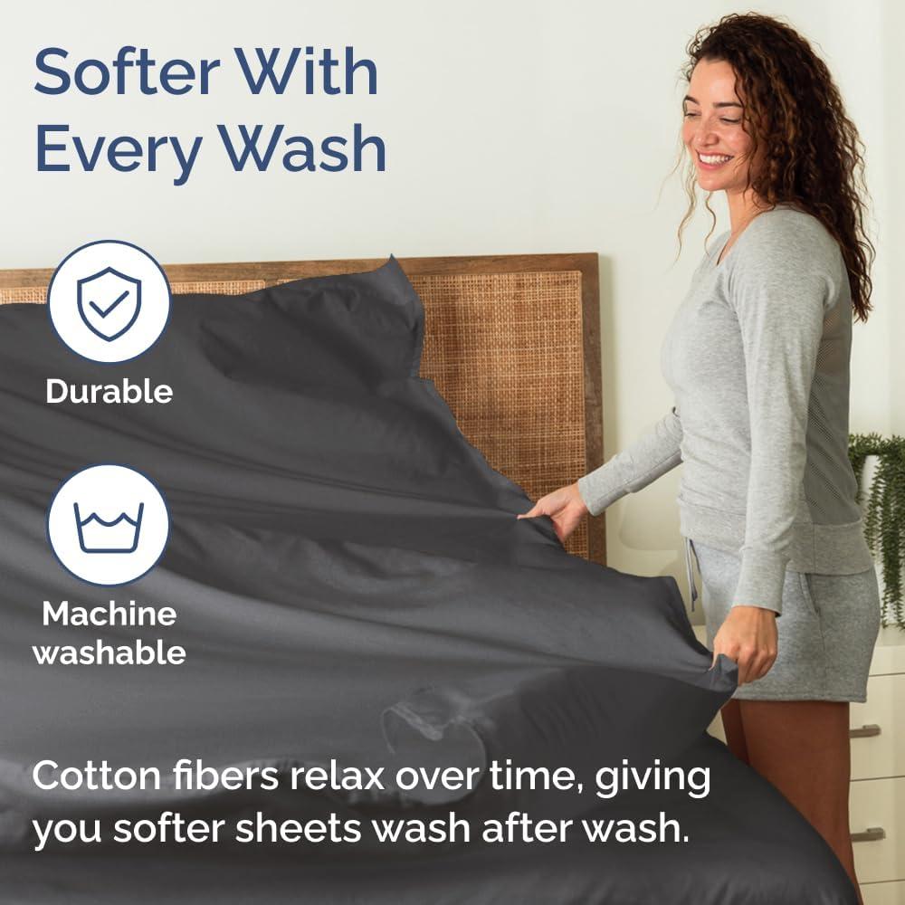 CGK Linens 4 Piece 100% Cotton 400 Thread Count Hotel Quality Bed Sheet Set