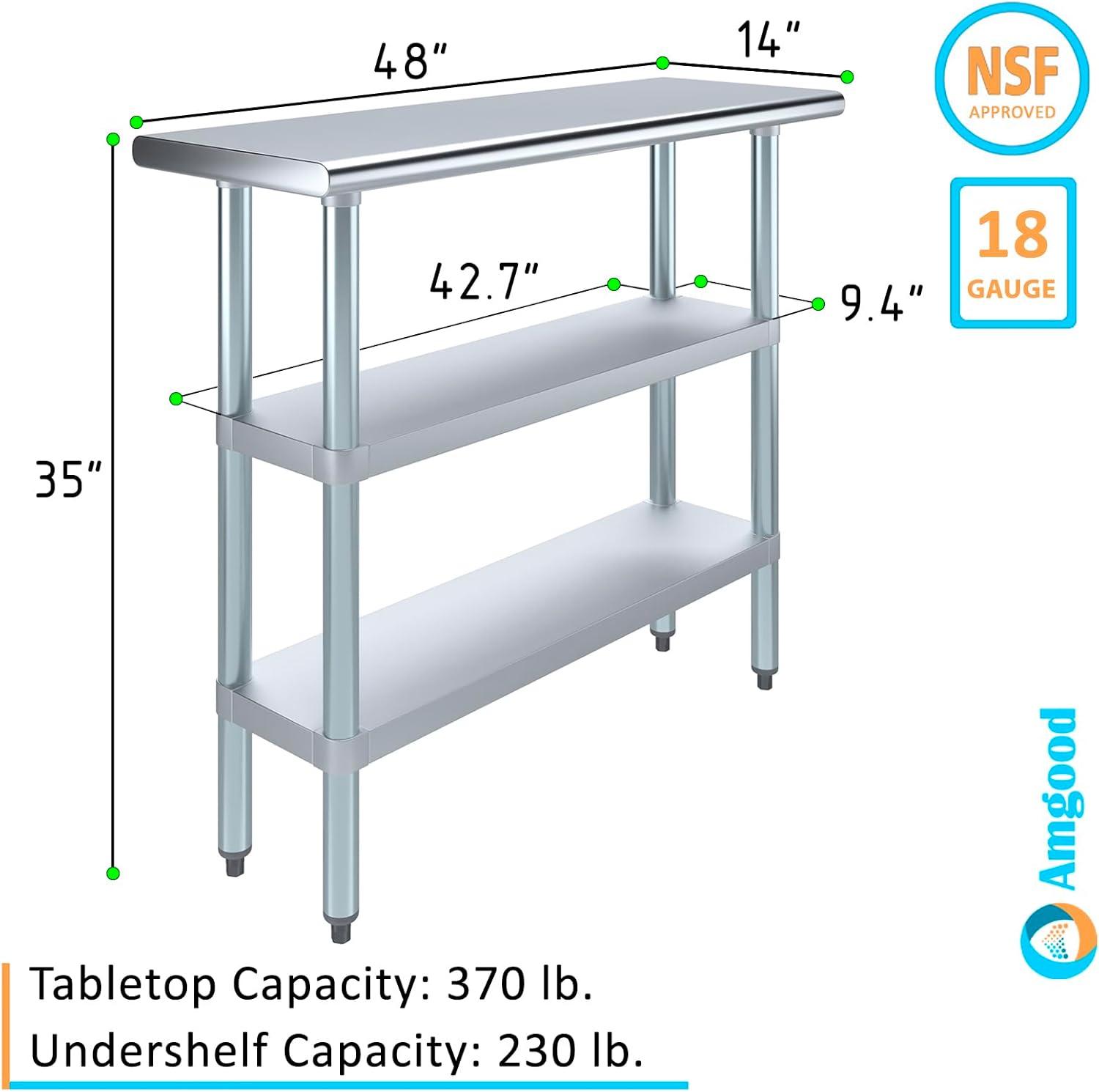 Stainless Steel Work Table with 2 Shelves