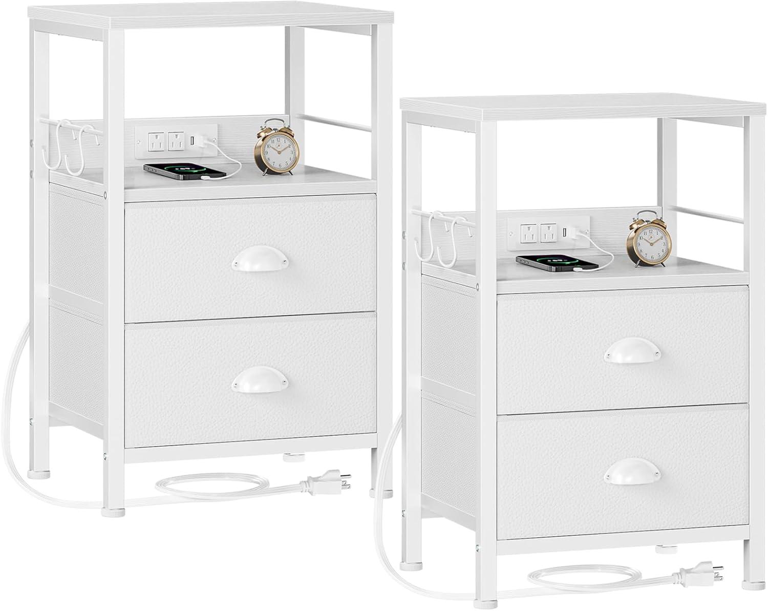 Furologee Nightstands Set of 2, White