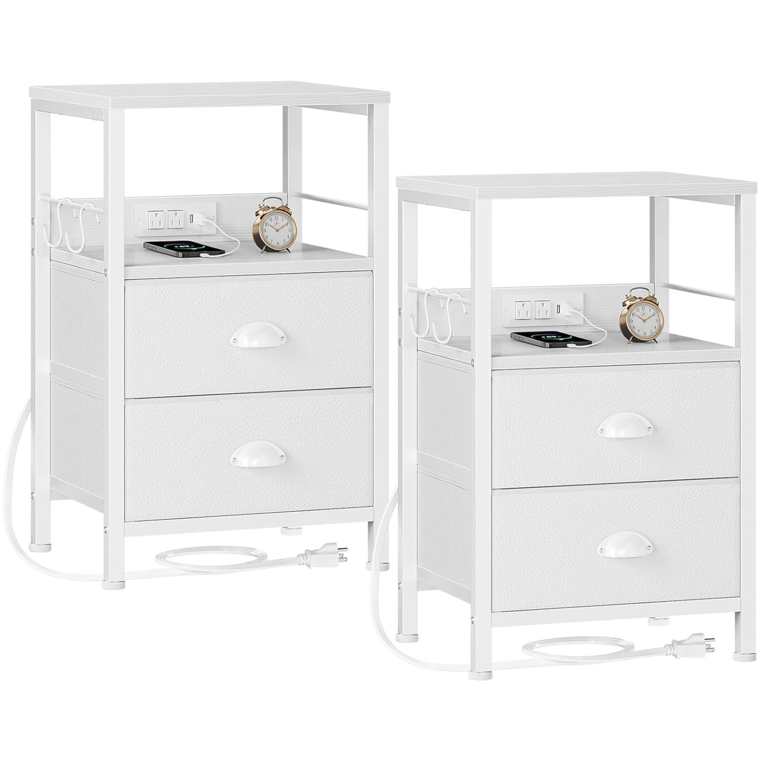 Furologee Nightstands Set of 2, White