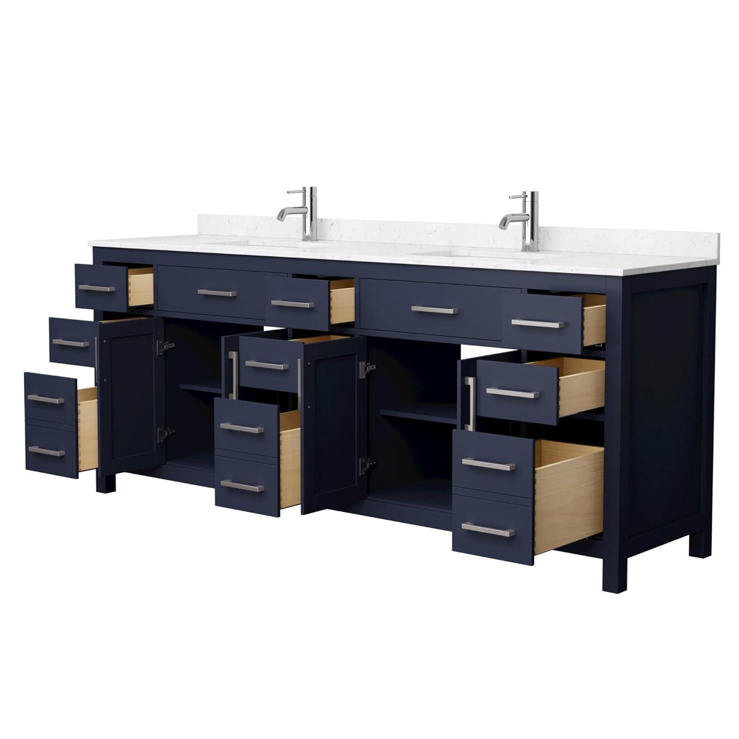 Wyndham Collection Beckett 84" Freestanding Double Bathroom Vanity with Cultured Marble Top