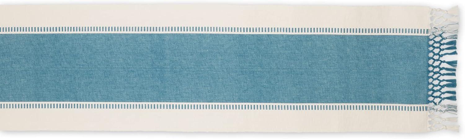 Storm Blue Dobby Stripe Ribbed Table Runner 13x72