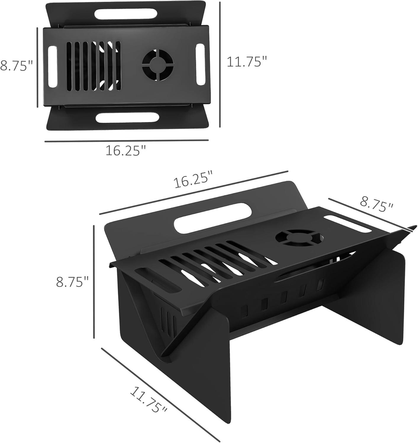 Outsunny 3-in-1 Small Portable Fire Pit, Stove, Coffee Table, Wood Burning Firepit with Carrying Bag and Quick Assembly for Camping, Bonfire, Picnic, Backyard, Patio, Black