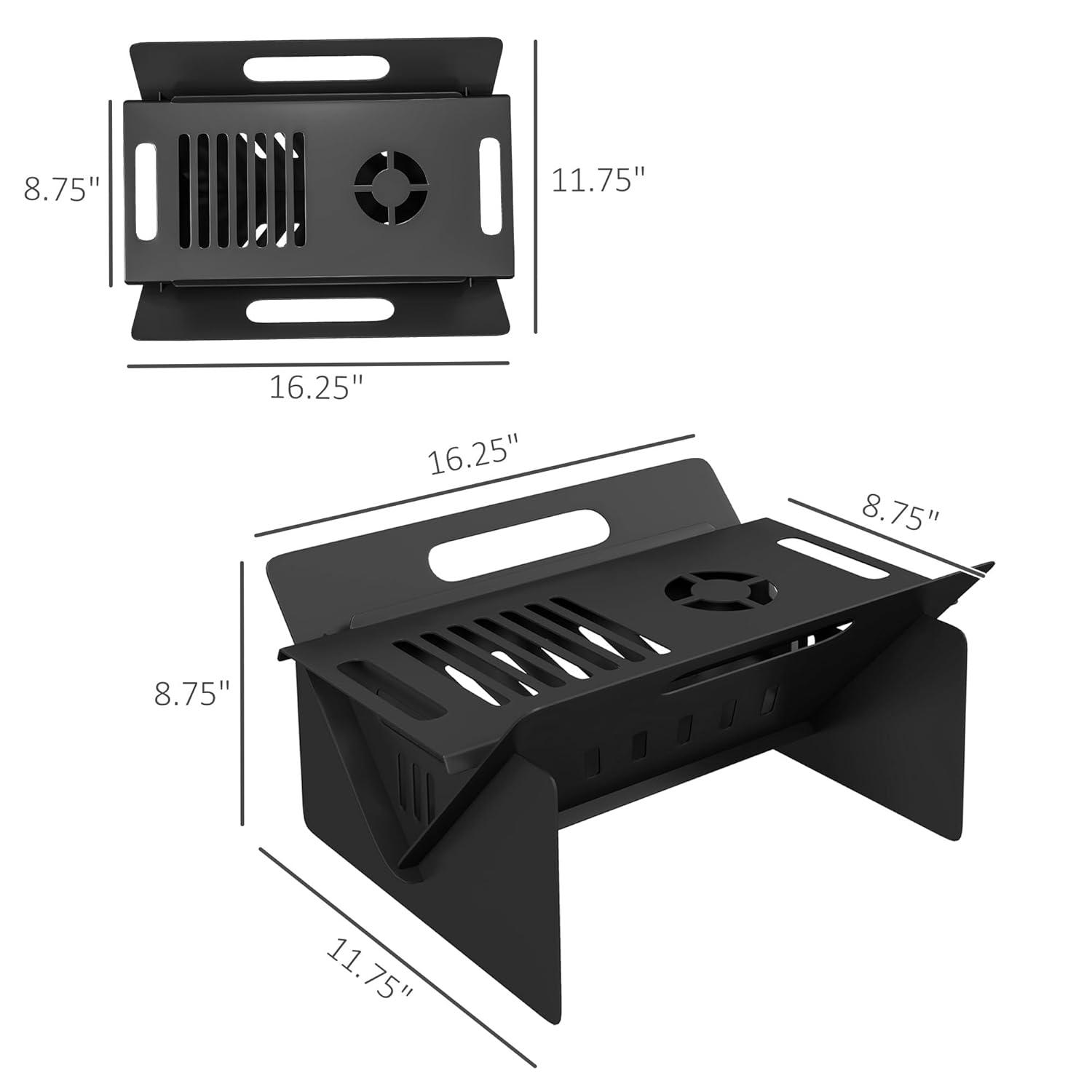 Outsunny 3-in-1 Small Portable Fire Pit, Stove, Coffee Table, Wood Burning Firepit with Carrying Bag and Quick Assembly for Camping, Bonfire, Picnic, Backyard, Patio, Black