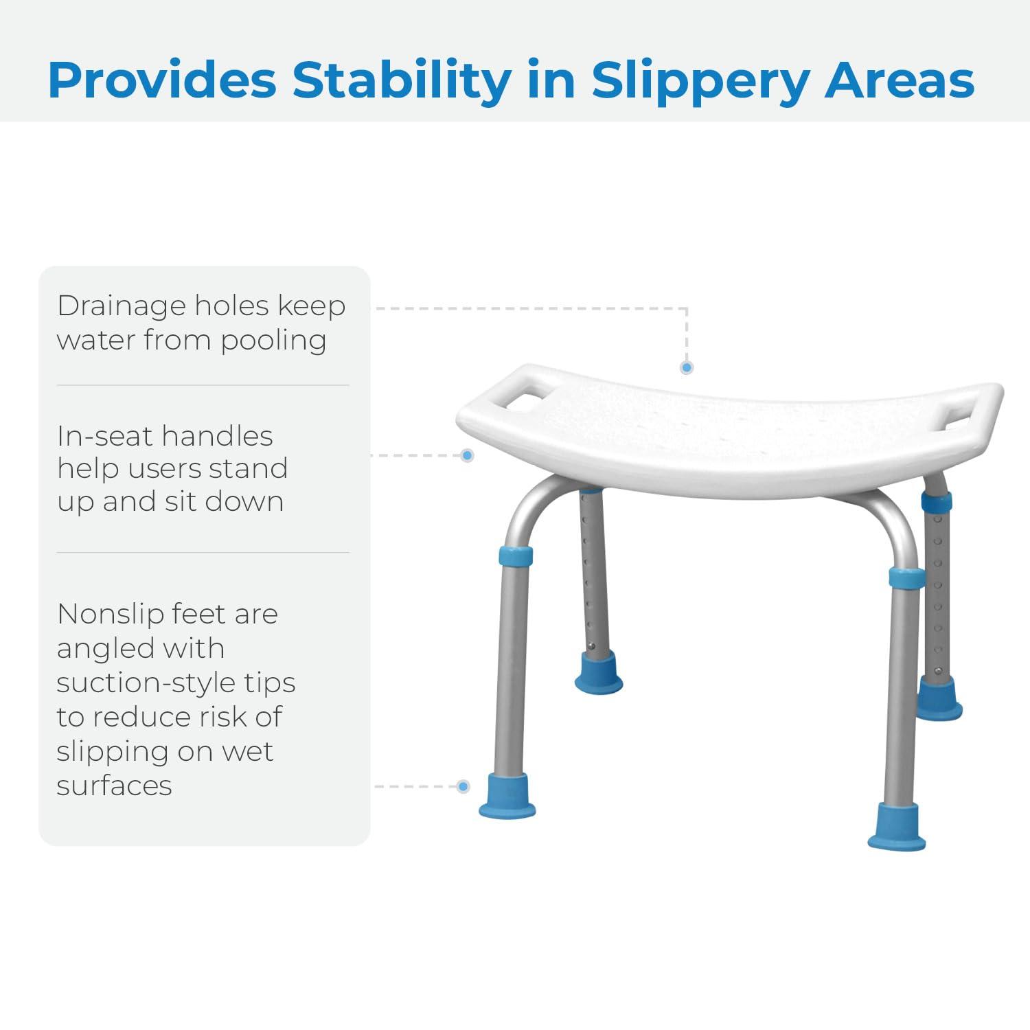 AquaSense Adjustable Bath and Shower Chair with Non-Slip Seat, White