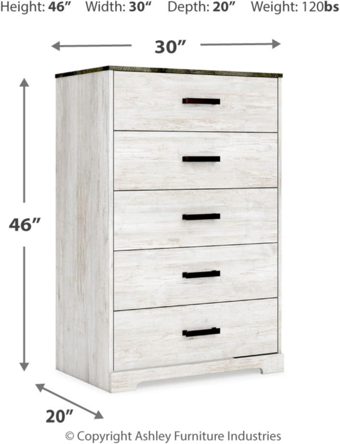 Signature Design by Ashley Casual Shawburn Chest of Drawers, Whitewash/Charcoal Gray