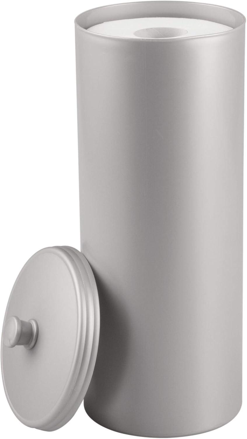 Silver Free Standing Plastic Toilet Paper Roll Holder Canister