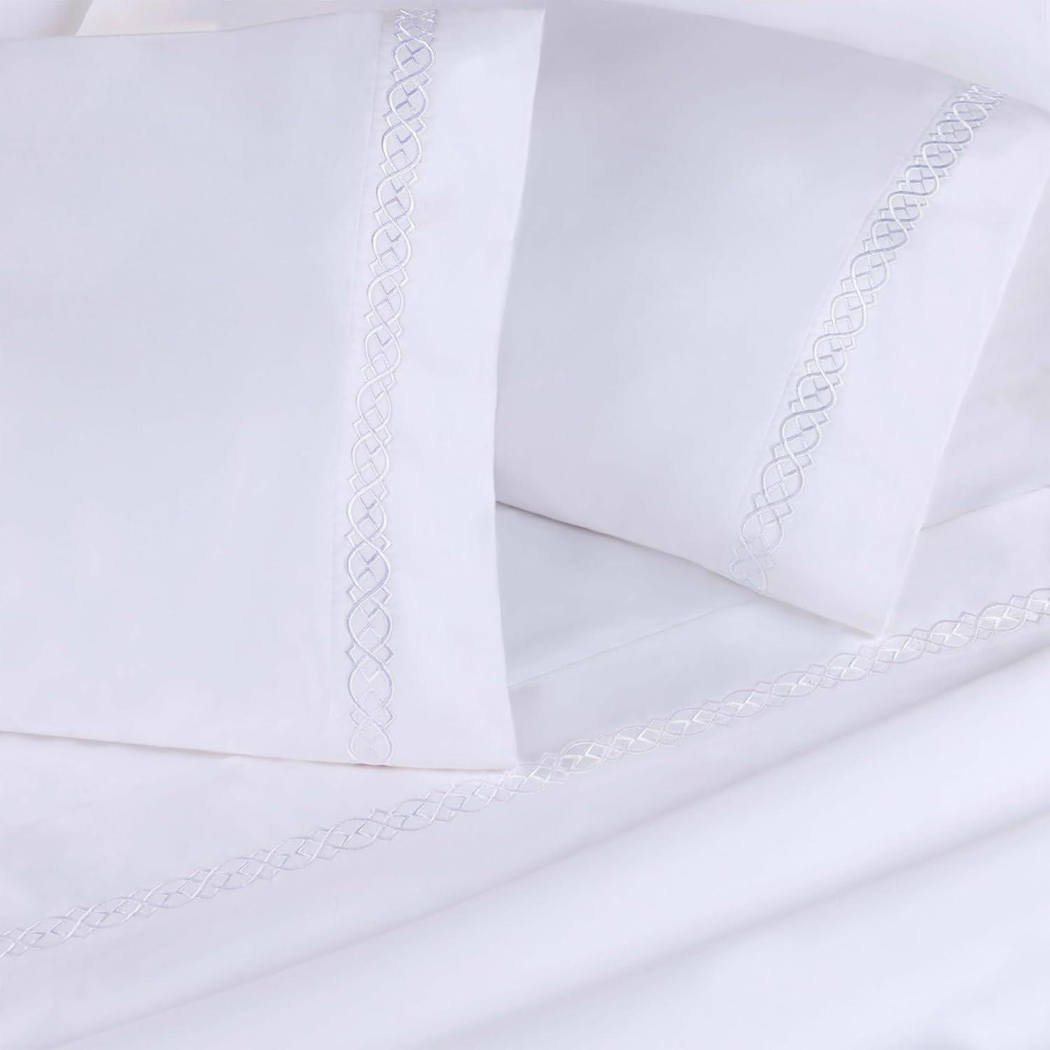 Superior Infinity Scroll Embroidered Certified Egyptian Cotton 1000 Thread Count Bed Sheet Set
