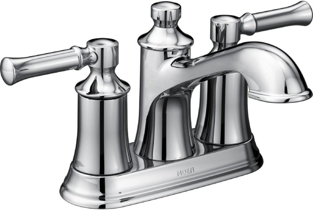 Elegant Classic Chrome 6" Centerset Metal Bathroom Faucet with Drain Assembly