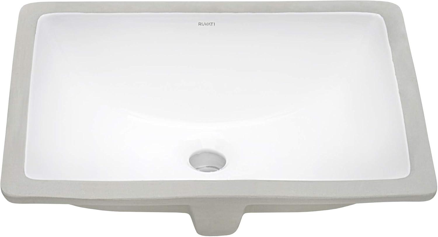 Ruvati Ruvati 18 x 13 inch Undermount Bathroom Sink White Rectangular Porcelain Ceramic with Overflow RVB0720