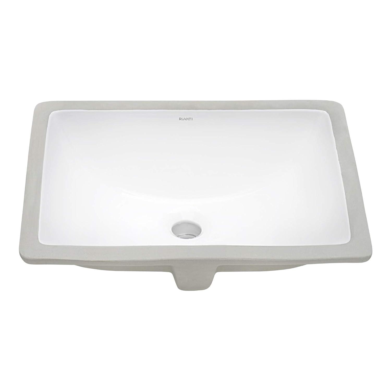 Ruvati Ruvati 18 x 13 inch Undermount Bathroom Sink White Rectangular Porcelain Ceramic with Overflow RVB0720