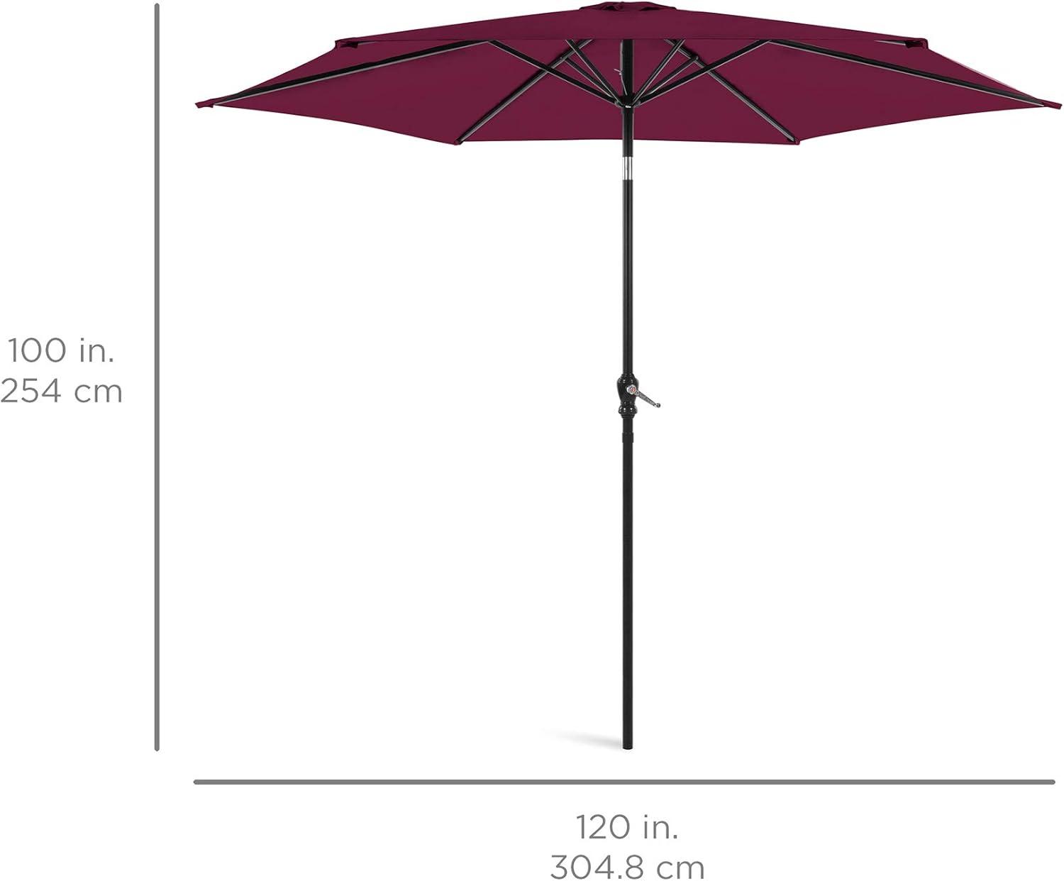 Burgundy 10ft Steel Market Patio Umbrella with Crank and Tilt