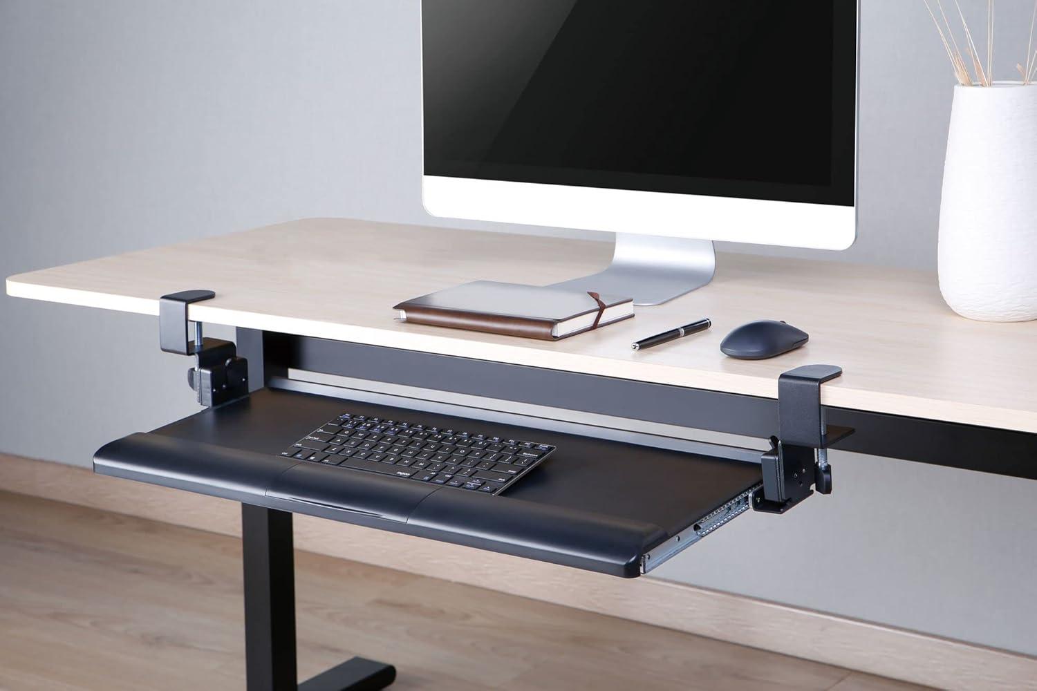 Keeomi Desk clamp Five-Position Tilting Keyboard Tray, 26.8" x 11.1, Black