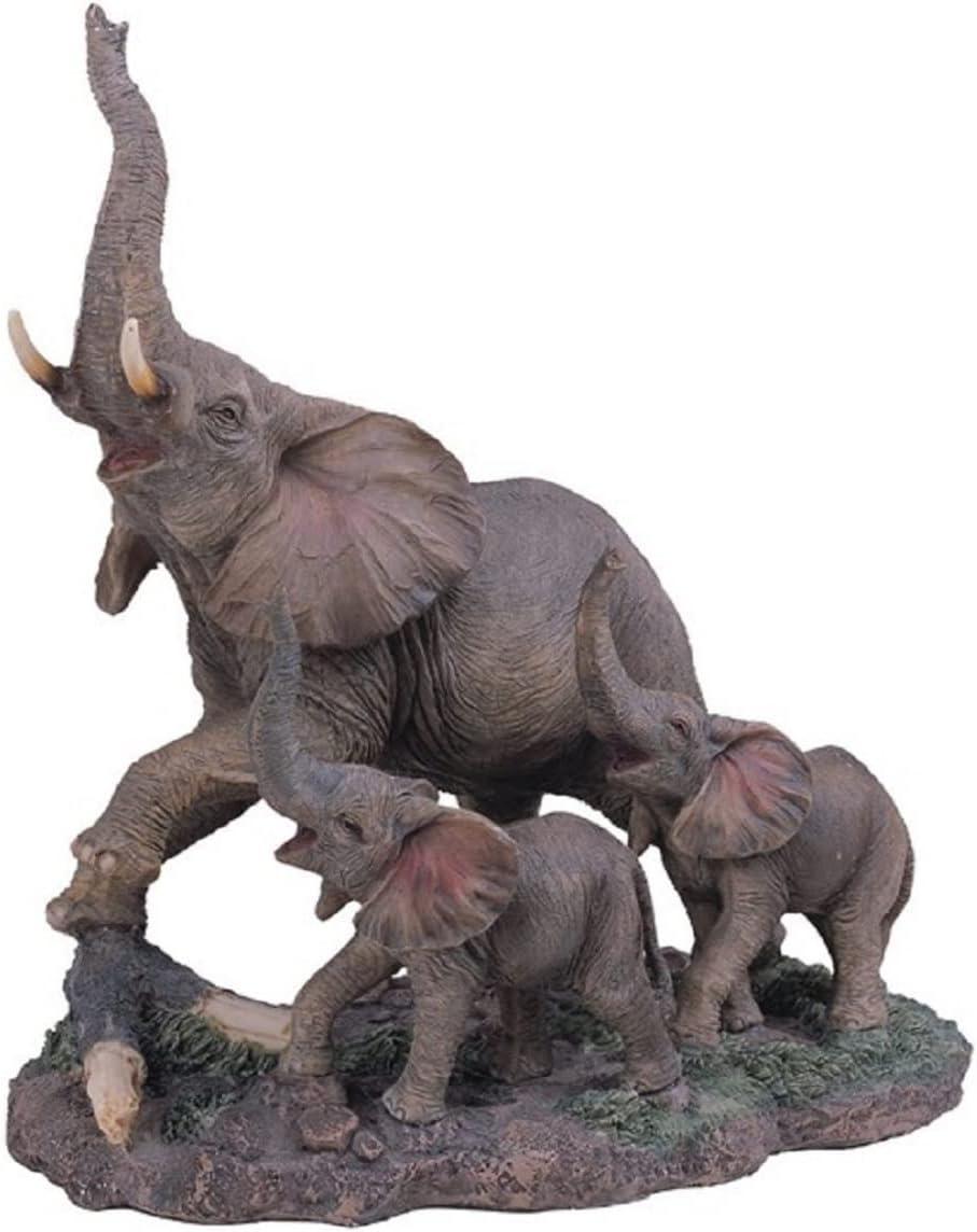 ICE ARMOR 9" H Elephant Family Playing Together Figurine with Trunk Up Office Desk/Home/Living Room/Table Decor, Perfect House Warming Gifts for New Home