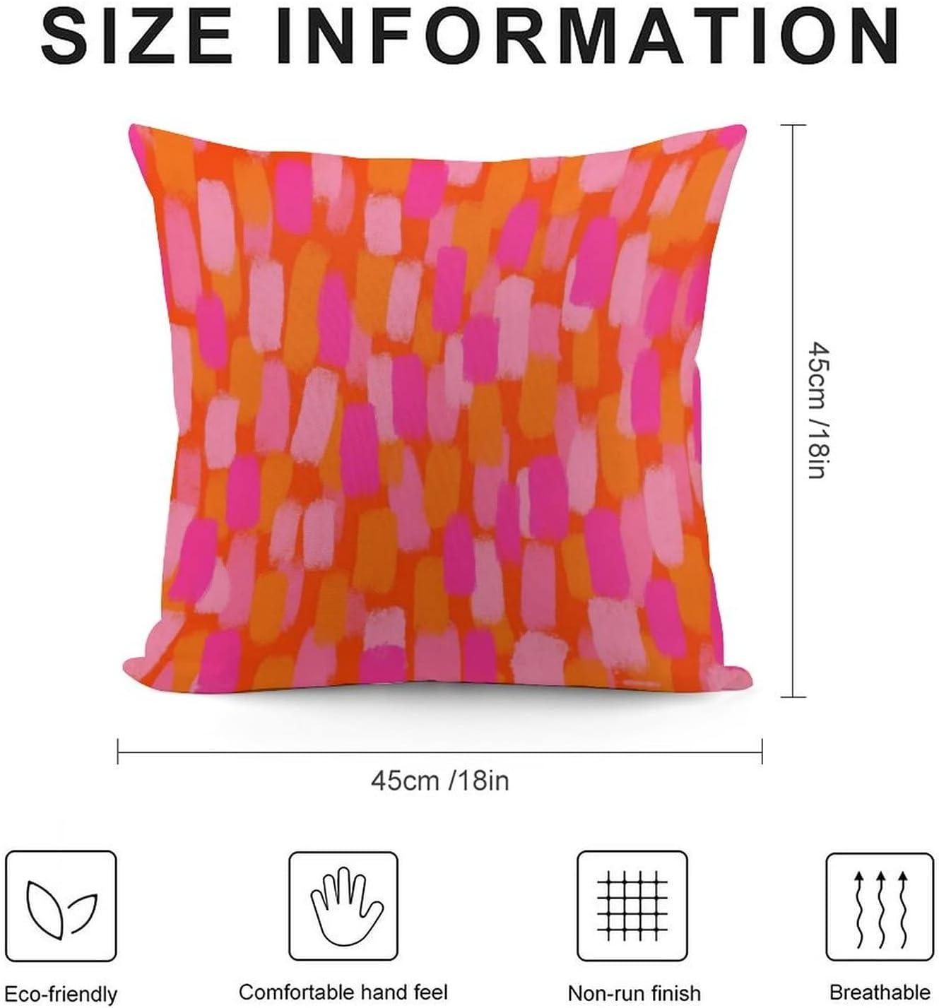 Vibrant Pink and Orange Polyester Throw Pillow