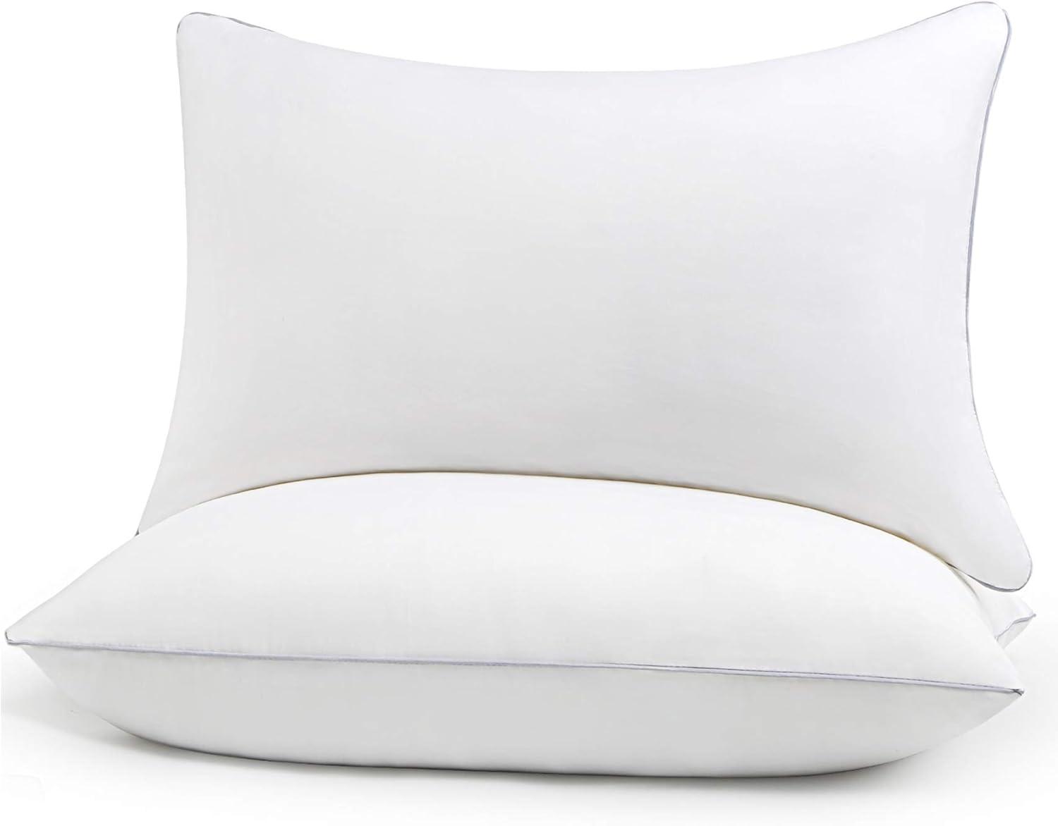 Queen Size White Cooling Microfiber Bed Pillows Set of 2