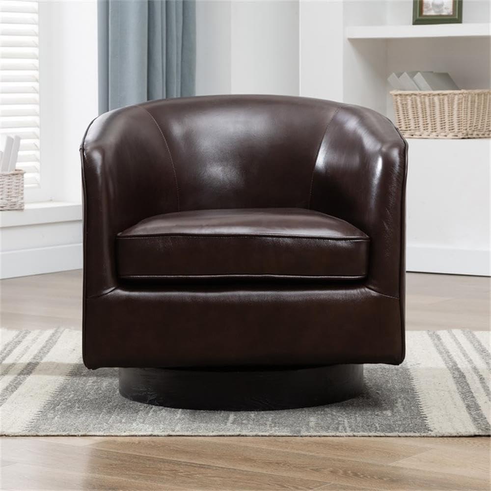 Cathy Leather Swivel Barrel Chair