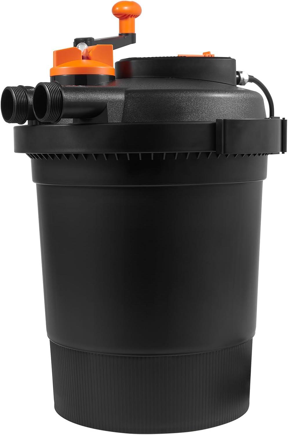 KFFKFF Biological Pressure Pond Filter, Suitable for 3200 Gallons, Equipped with 13W UV-C Lamp, 2630 GPH, Pressurized Pond Filtration System Equipment for Fountain Pool