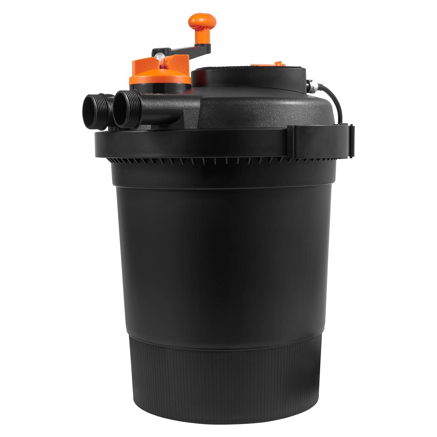 KFFKFF Biological Pressure Pond Filter, Suitable for 3200 Gallons, Equipped with 13W UV-C Lamp, 2630 GPH, Pressurized Pond Filtration System Equipment for Fountain Pool