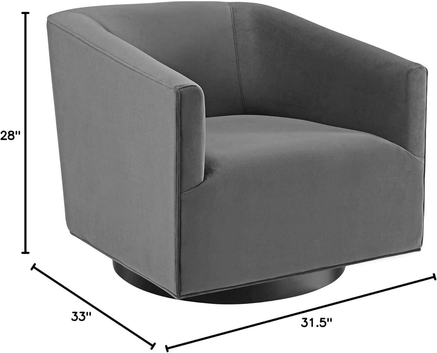 Modway Twist Performance Velvet Accent Lounge Swivel Chair in Gray