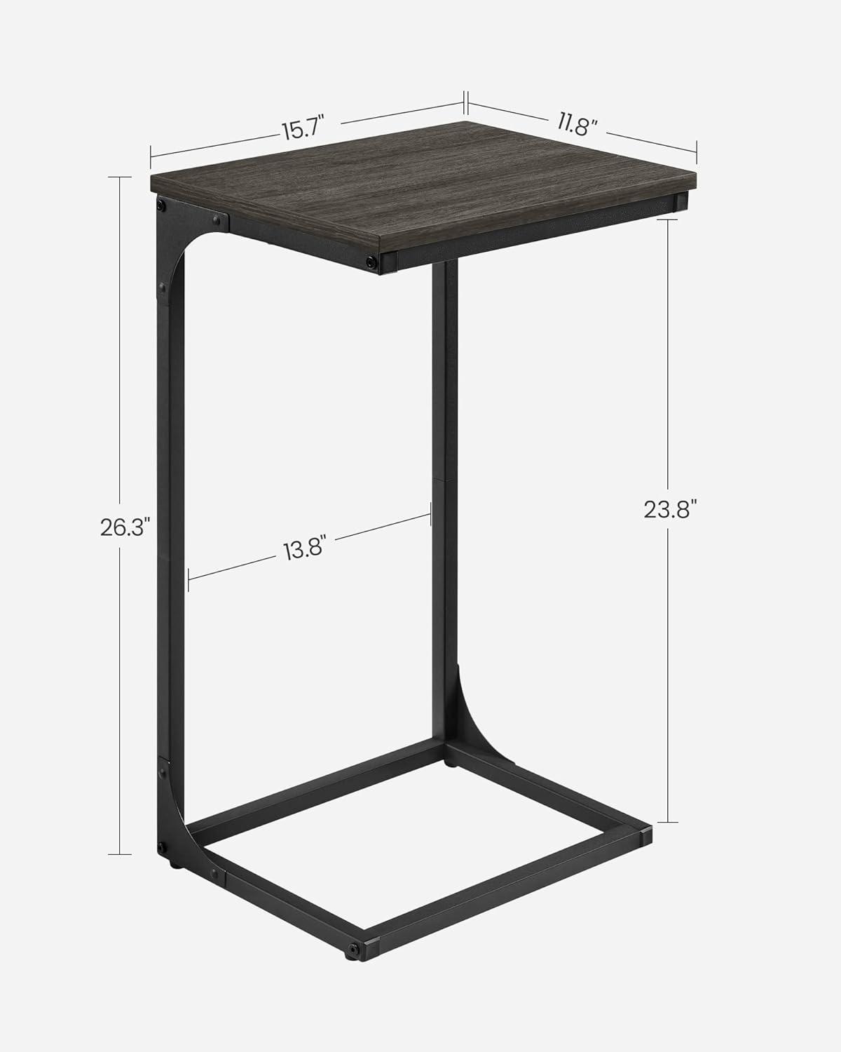 Ebonized Oak and Black Metal C-Shaped Side Table Set