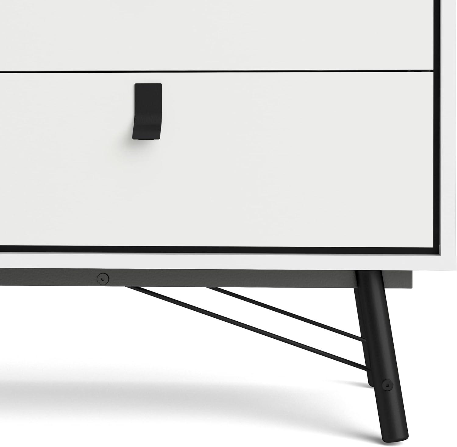 Scandinavian Ry 59'' Matte Black & White Double Dresser with Solid Wood Legs