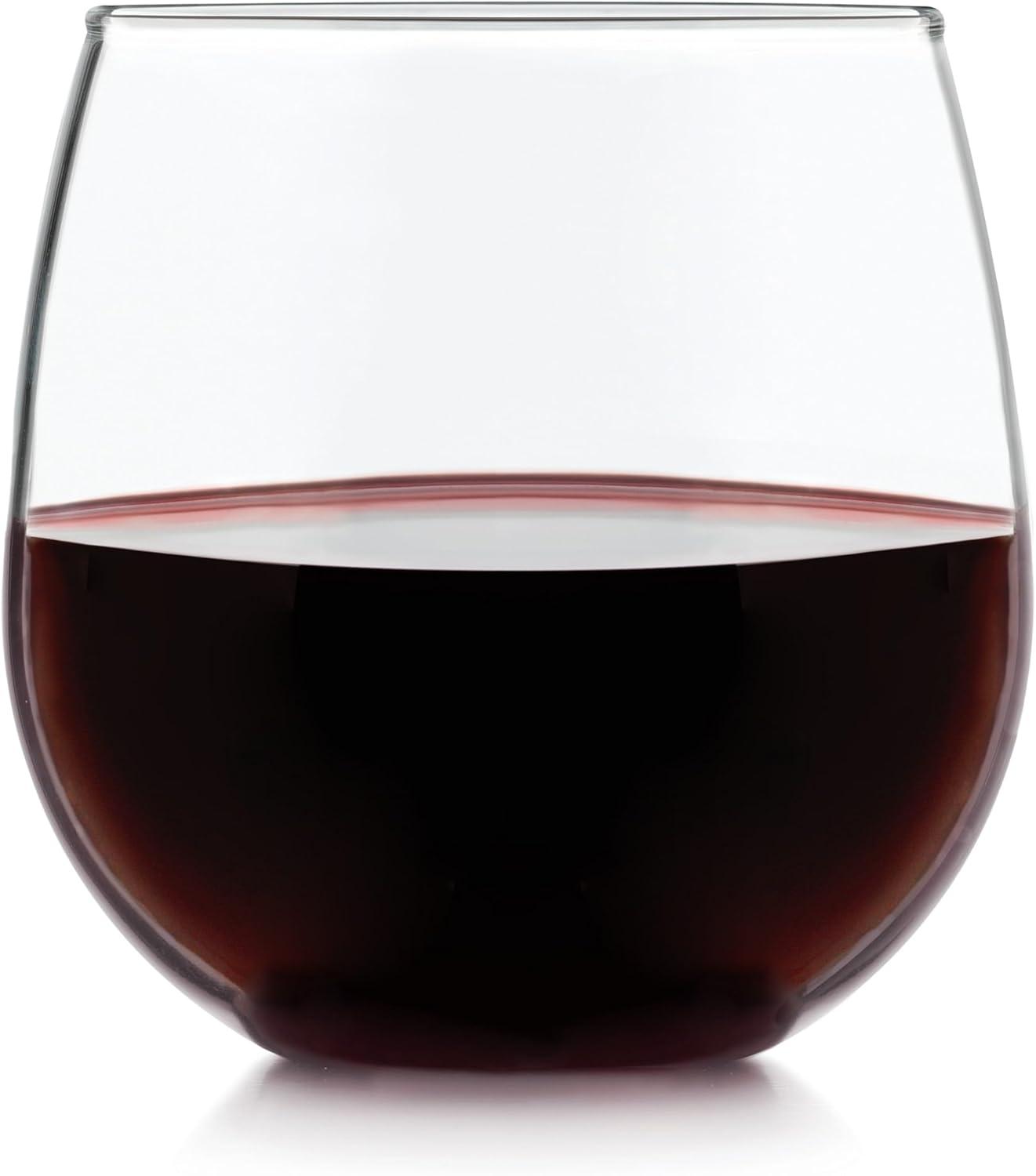 Libbey Stemless Red Wine Glasses, 17 oz.