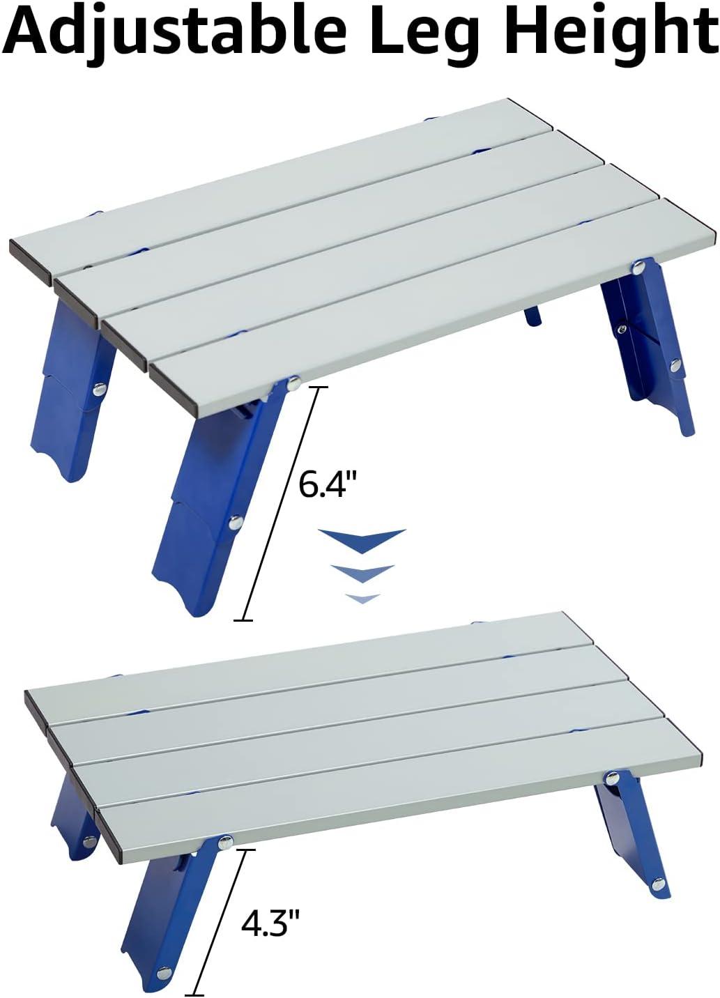 Portable Silver and Blue Aluminum Mini Folding Beach Table