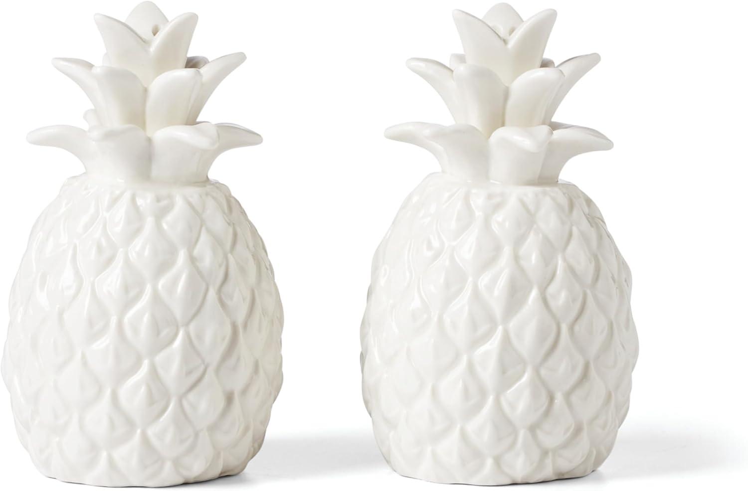 White Porcelain Pineapple Salt and Pepper Shaker Set