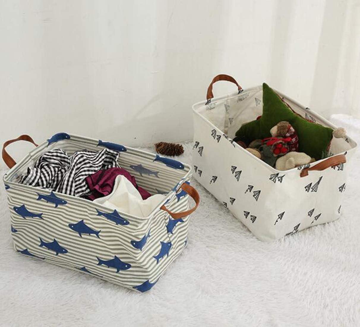 Rectangular Canvas Storage Bins,Waterproof Storage Basket,Collapsible Toy Organizer Bin with Handles for Clothes Storage, Kid's Toy & Book Storage (A Geometric)