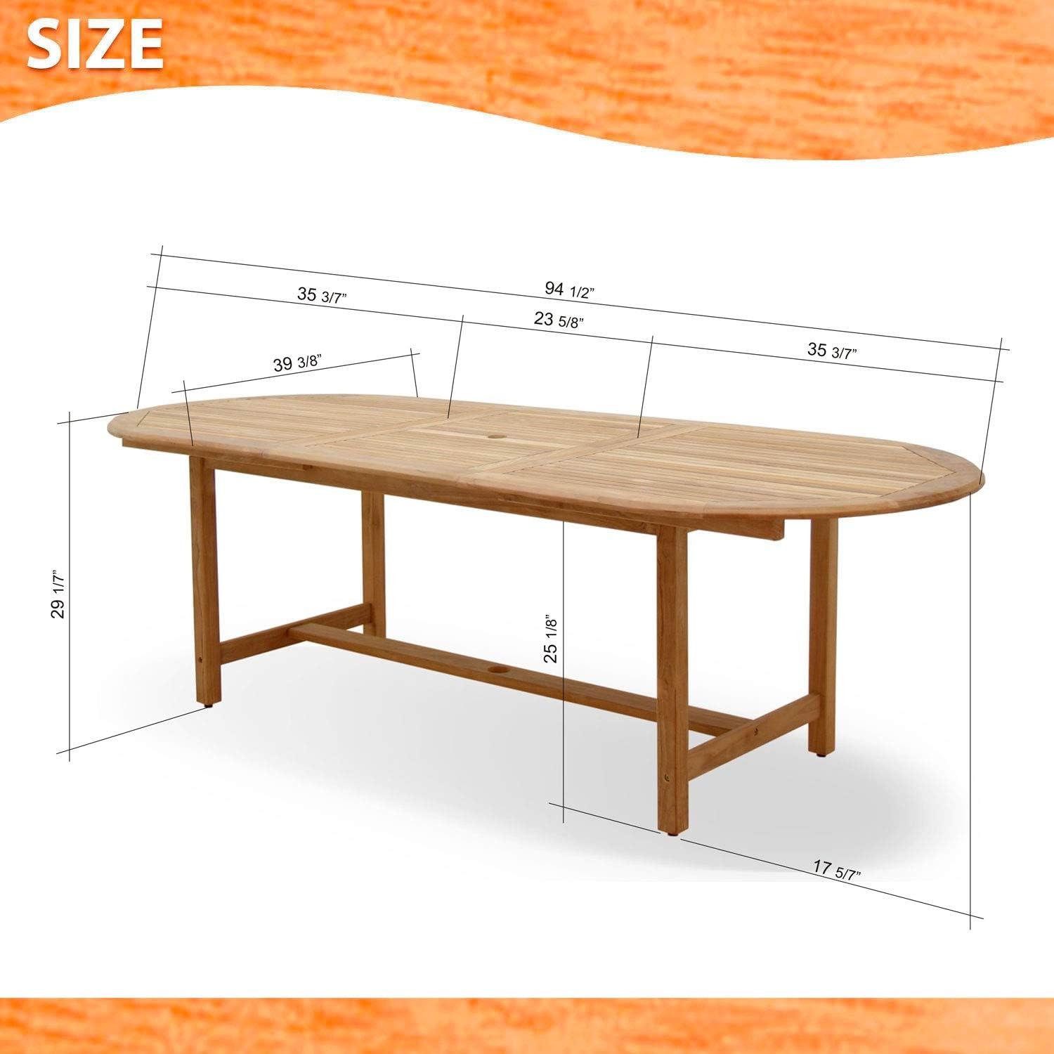 Amazonia Bergen 11-Piece Outdoor Oval Dining Set | Certified Teak | Ideal for Patio and Indoors, Light Brown
