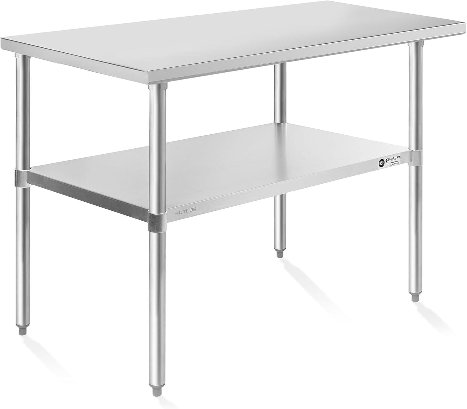 GRIDMANN 30" D x 34.5" H Stainless Steel Prep Station with Undershelf