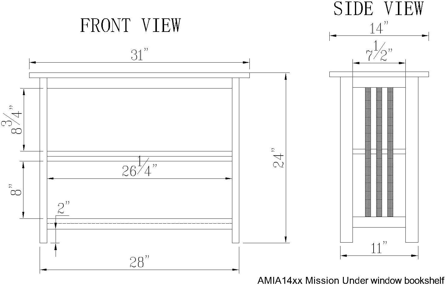 Alaterre Artisan Under Window Bookshelf, Espresso