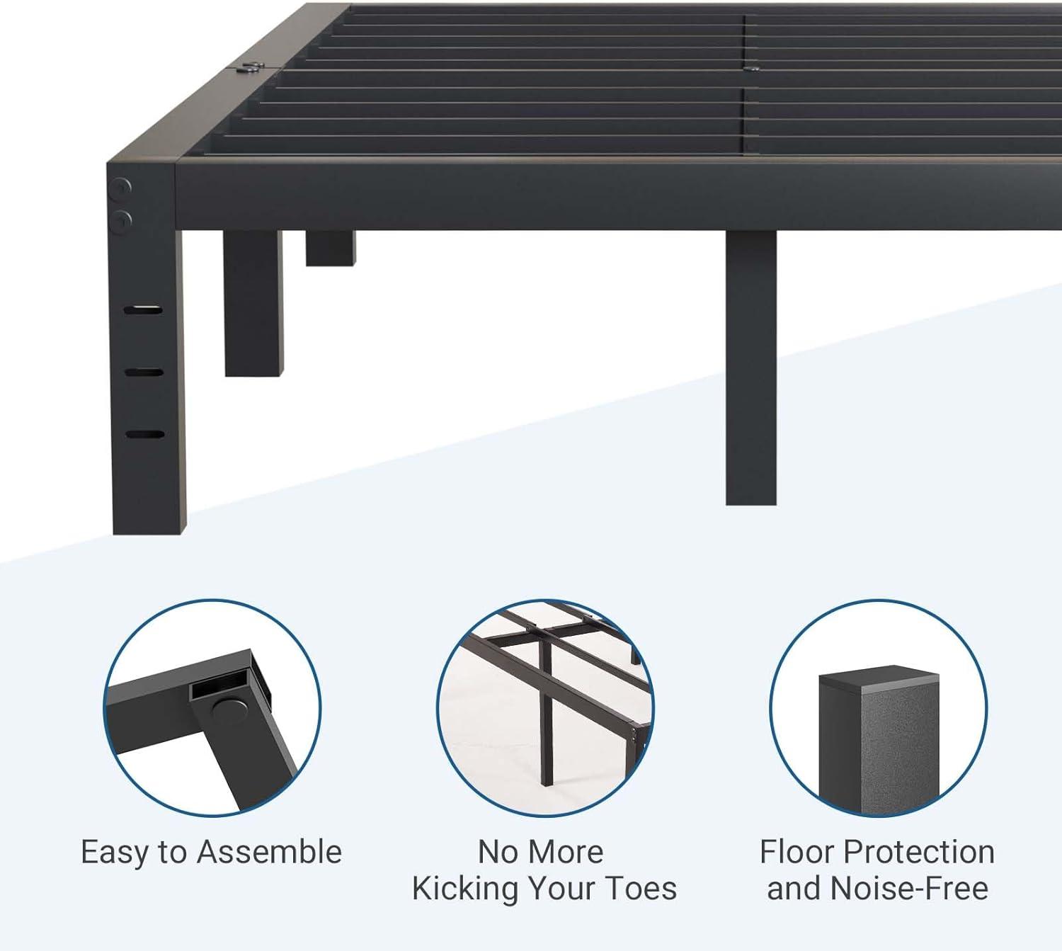 Avenco Queen Bed Frame, 16 Inch Simplicity Metal Platform Queen Size Bed Frame with Underbed Storage, No Box Spring Needed, Heavy Duty Steel Slat Support, for Bedroom, Guest Room, Easy Assembly