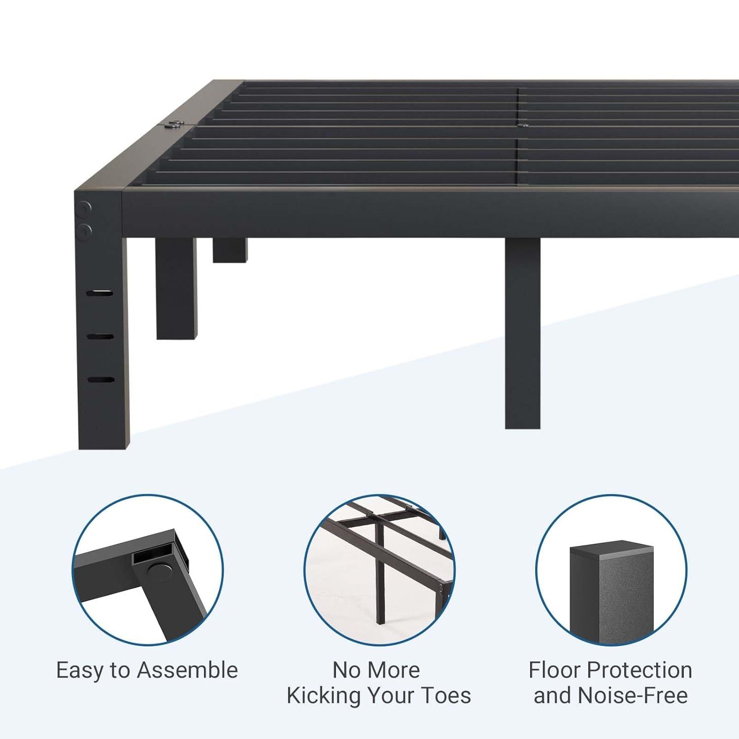 Avenco Queen Bed Frame, 16 Inch Simplicity Metal Platform Queen Size Bed Frame with Underbed Storage, No Box Spring Needed, Heavy Duty Steel Slat Support, for Bedroom, Guest Room, Easy Assembly