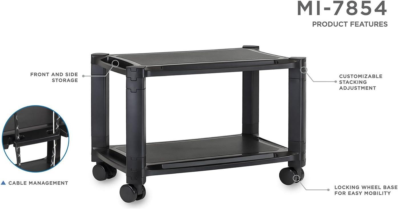 Mount-It! Height Adjustable Under Desk Printer Stand with Wheels, Rolling Printer Cart