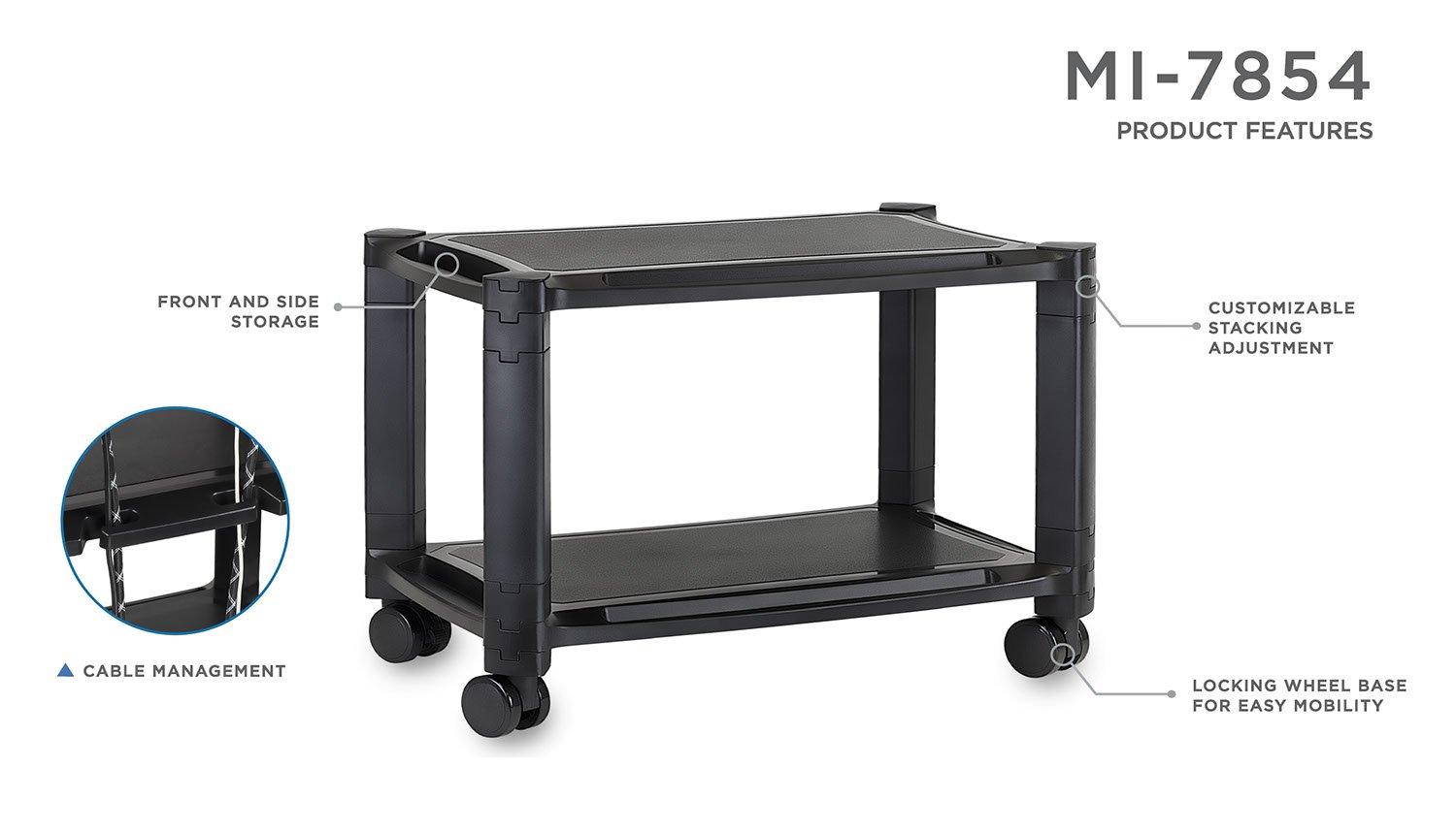 Mount-it Mount-It! Height Adjustable Under Desk Printer Stand with Wheels, Rolling Printer Cart