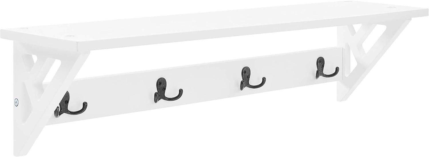 Alaterre Furniture Coventry 36 in. Wall Mounted Coat Hooks With Storage Shelf, Easy Assembly, Traditional Modern Décor, White