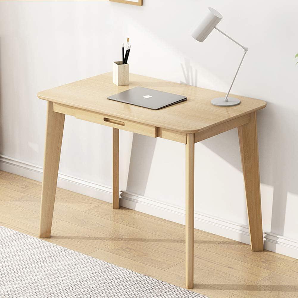 Light Brown Solid Wood Writing Desk with Drawer