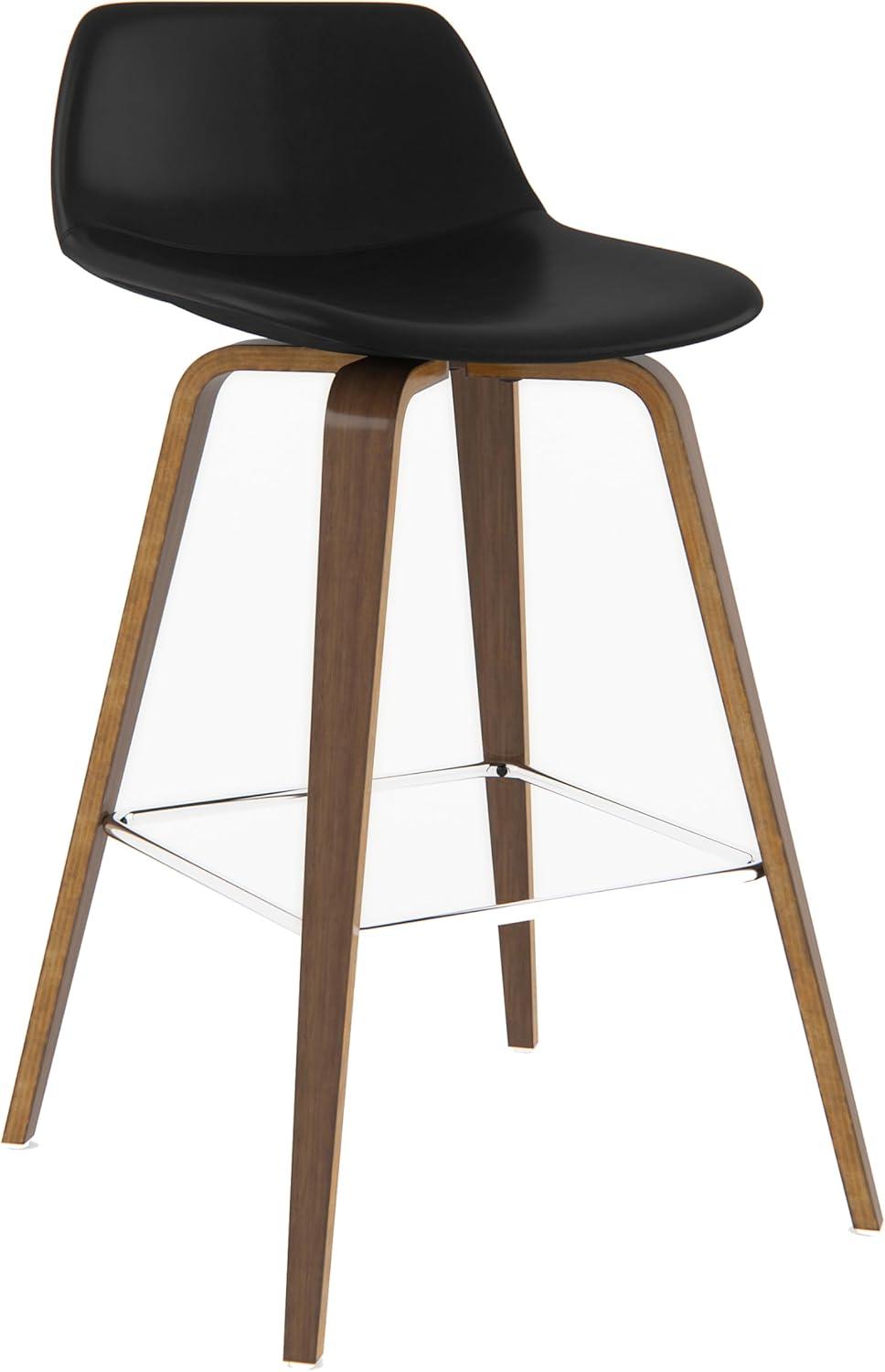 Simpli Home Randolph Bentwood Counter Height Stool (Set Of 2) In Black Vegan Faux Leather