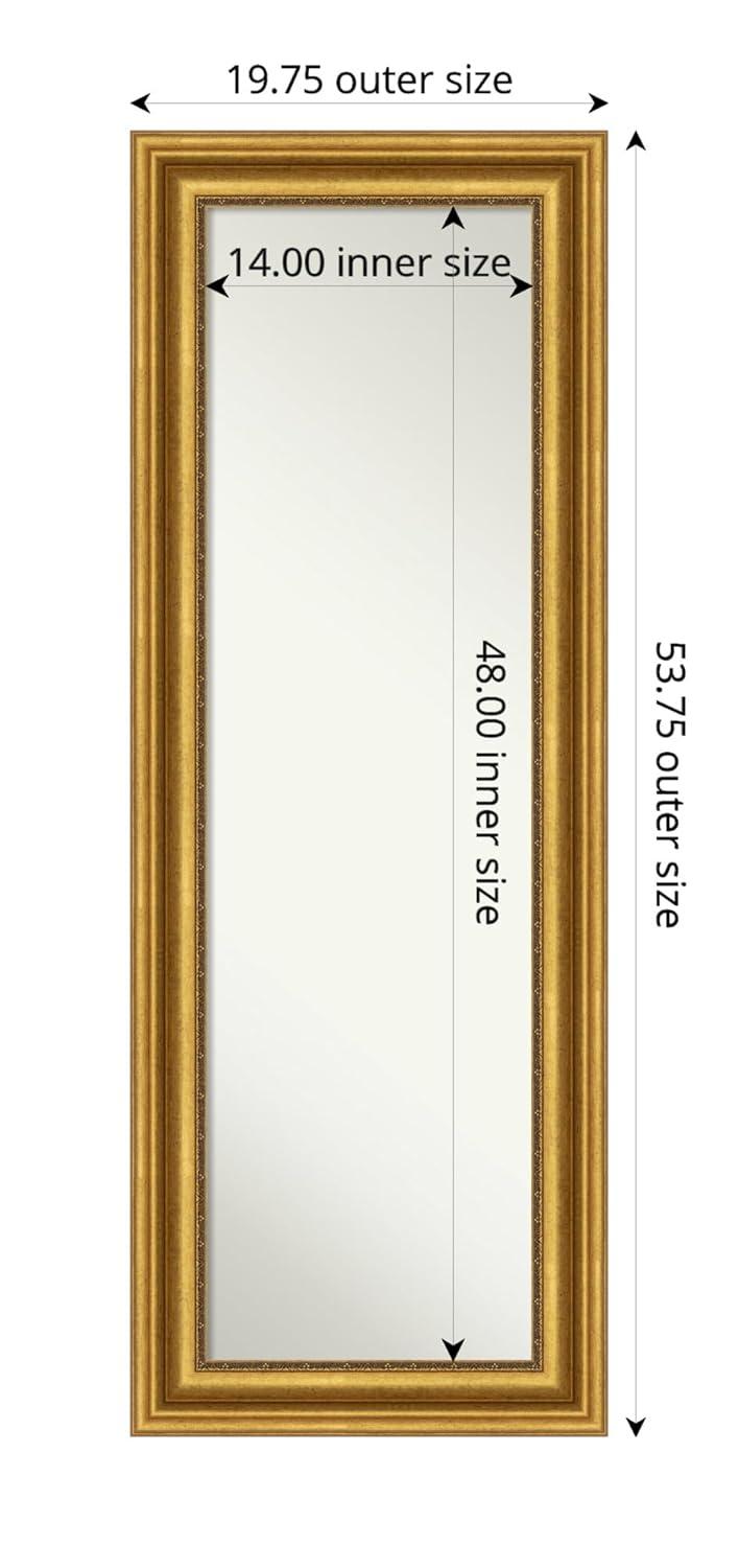 20" x 54" Non-Beveled Parlor Gold Full Length on The Door Mirror - Amanti Art: Includes Hooks, Polystyrene Frame, No Assembly Required