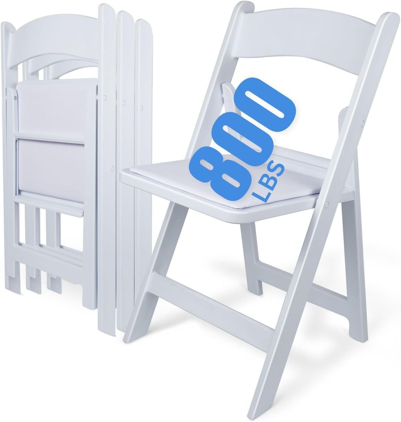 4 Pack Folding Chairs, Lightweight Resin Folding Chairs, Comfortable Event Chair Padded Seats Indoor Outdoor for Party Picnic School Wedding, White