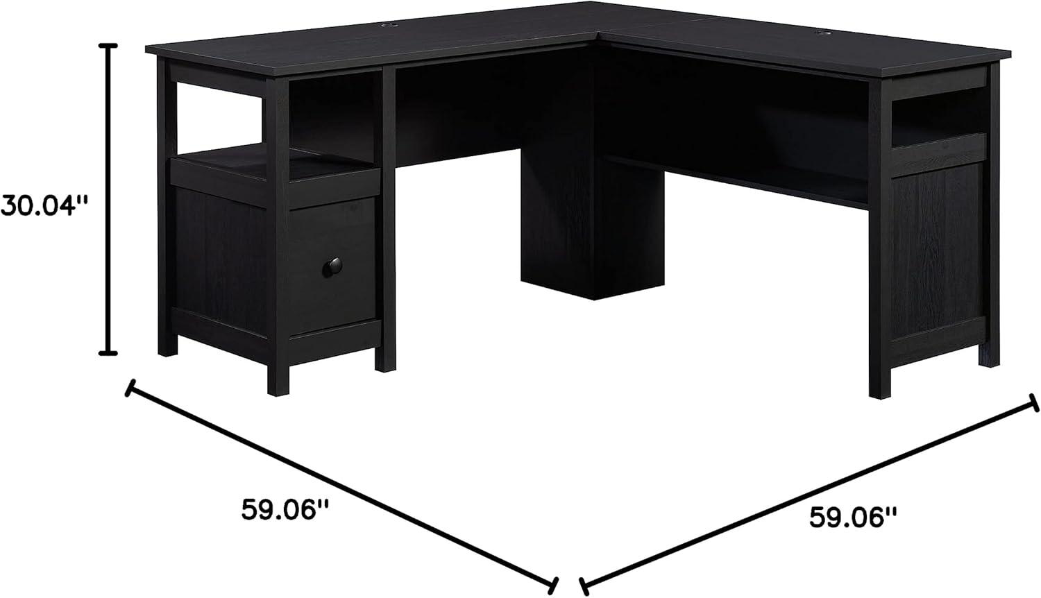 Raven Oak L-Shaped Desk with Drawer and Filing Cabinet